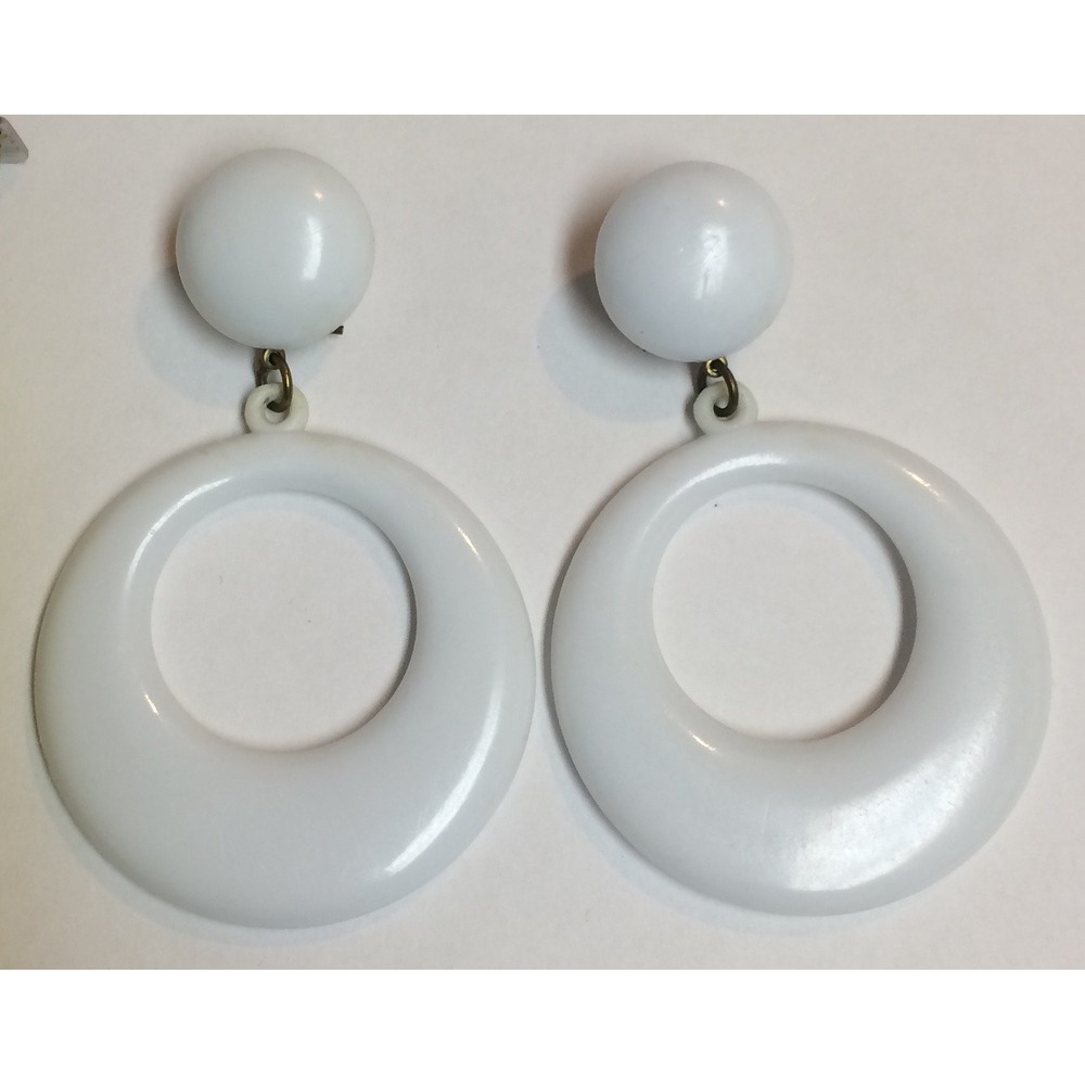 VTG Traditional Flamenco Small Hoop Earrings NOS - White